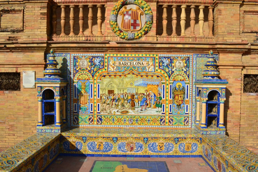 Beautiful tile work at the Plaza de España in Sevilla, Spain